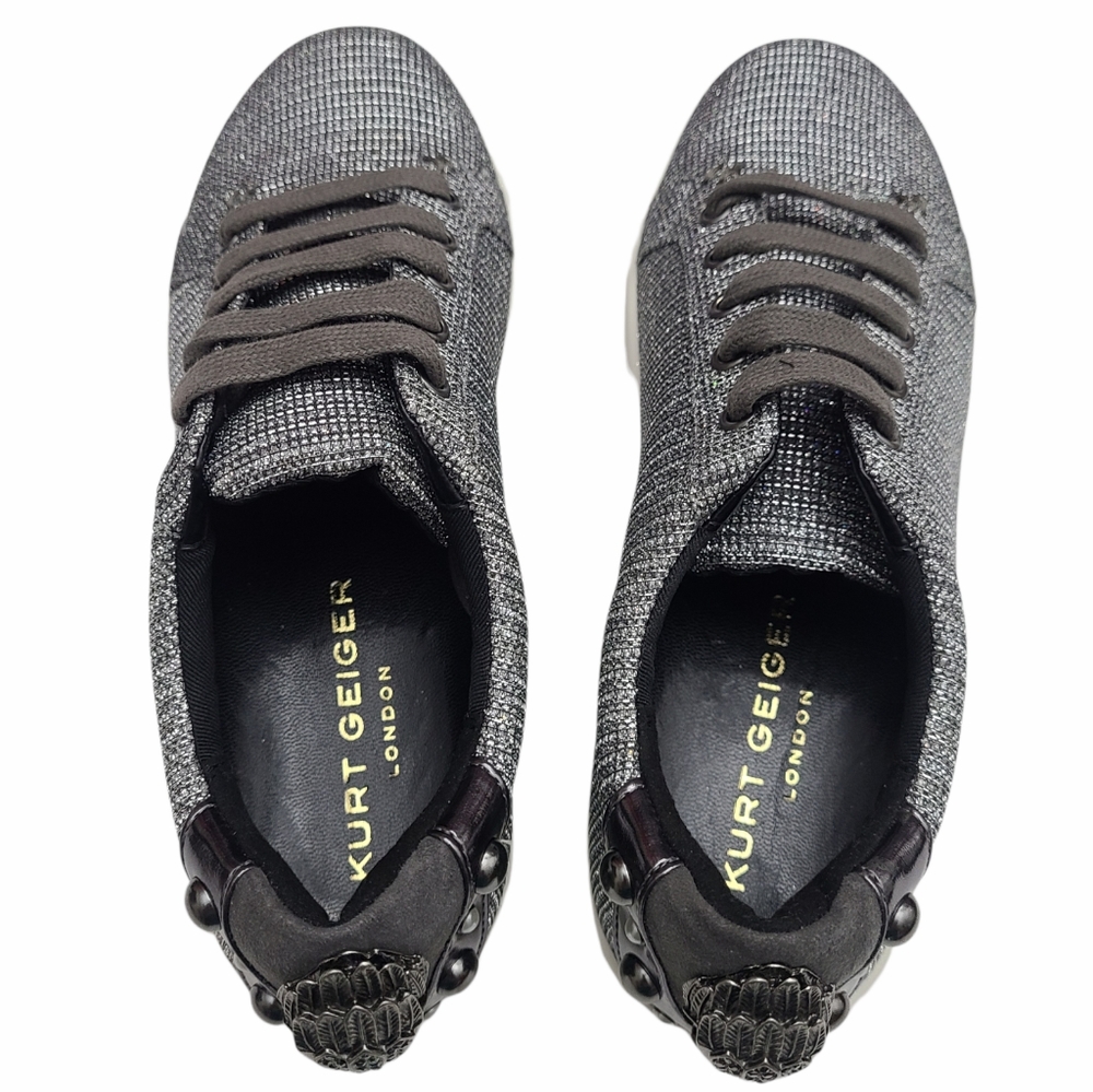 Kurt Geiger London Ludo Metallic Crystal Trainers - Picture 4 of 12